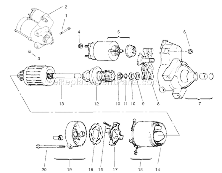 Starter Diagram and Parts List for 72107 230000001-230999999 - 2003 Toro Lawn Tractor