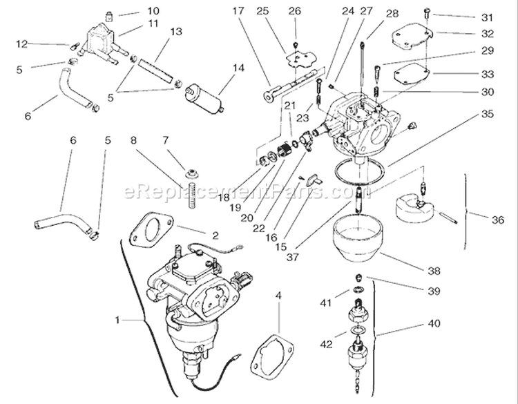 Fuel System Diagram and Parts List for 72107 230000001-230999999 - 2003 Toro Lawn Tractor