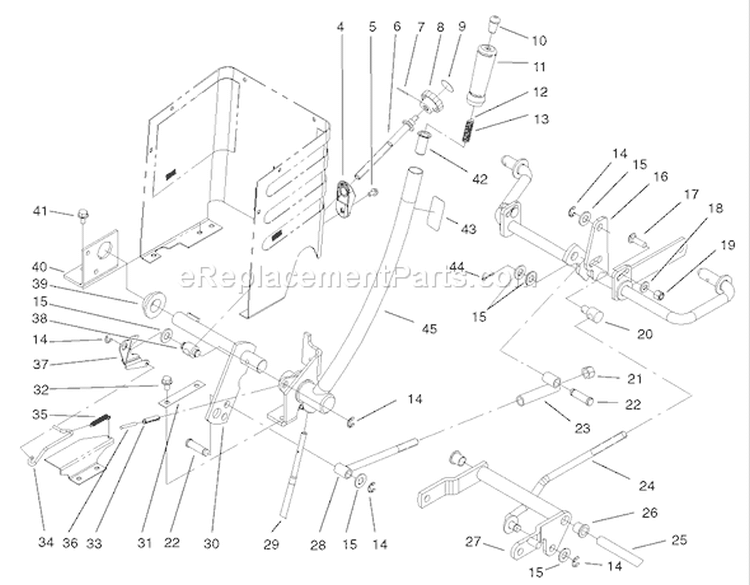 Lift Lever Arm and Height-Of-Cut Diagram and Parts List for 72107 230000001-230999999 - 2003 Toro Lawn Tractor