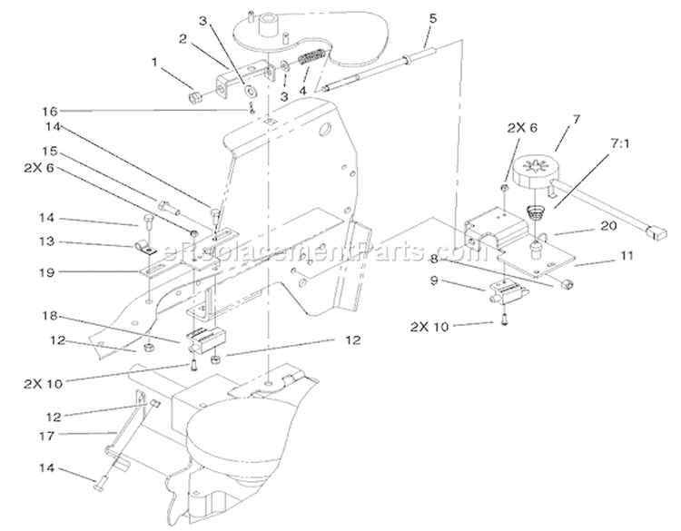 Cruise Control Assembly Diagram and Parts List for 72107 230000001-230999999 - 2003 Toro Lawn Tractor