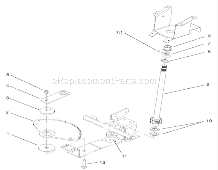Lower Steering Assembly Diagram and Parts List for 72107 230000001-230999999 - 2003 Toro Lawn Tractor