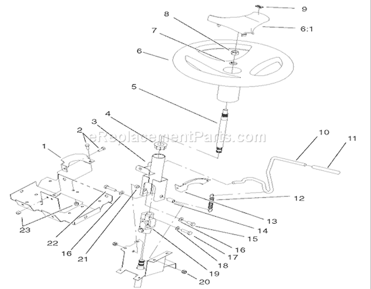 Steering Wheel and Tilt Assembly Diagram and Parts List for 72107 230000001-230999999 - 2003 Toro Lawn Tractor