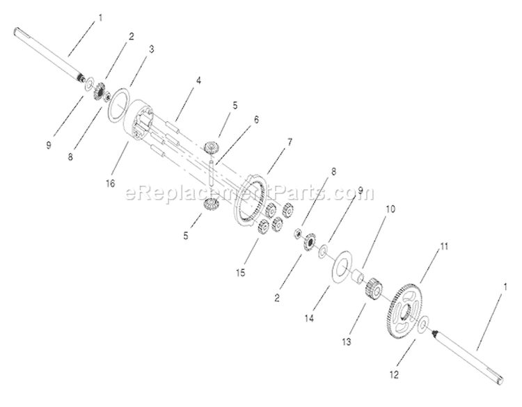 Differential Gear Assembly Diagram and Parts List for 72107 230000001-230999999 - 2003 Toro Lawn Tractor