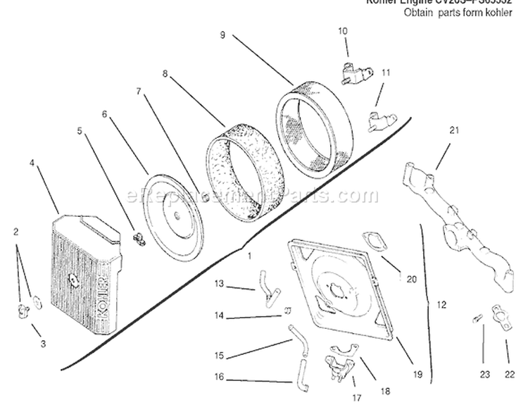 Air Intake / Filtration Diagram and Parts List for 72110 6900001-6999999 - 1996 Toro Lawn Tractor