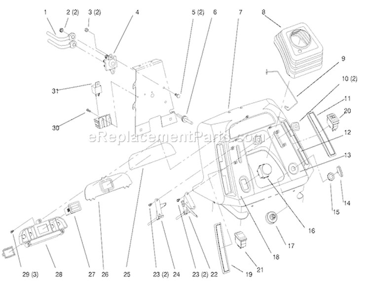 Dash Diagram and Parts List for 72110 6900001-6999999 - 1996 Toro Lawn Tractor