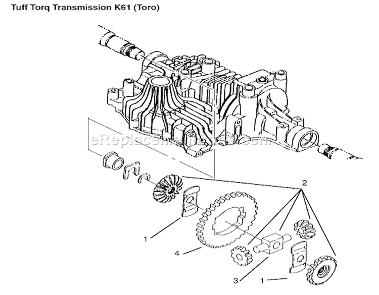 Differential Gear Diagram and Parts List for 72110 6900001-6999999 - 1996 Toro Lawn Tractor