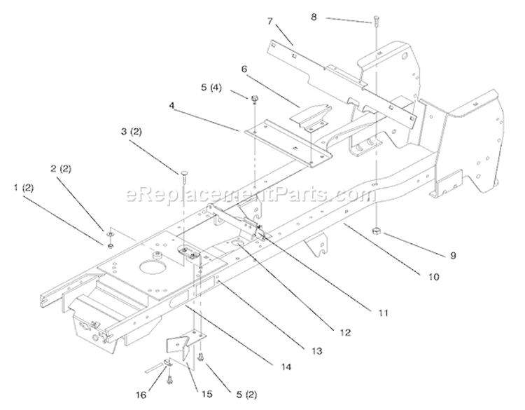 Frame Diagram and Parts List for 72110 6900001-6999999 - 1996 Toro Lawn Tractor