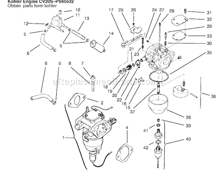 Fuel System Diagram and Parts List for 72110 6900001-6999999 - 1996 Toro Lawn Tractor