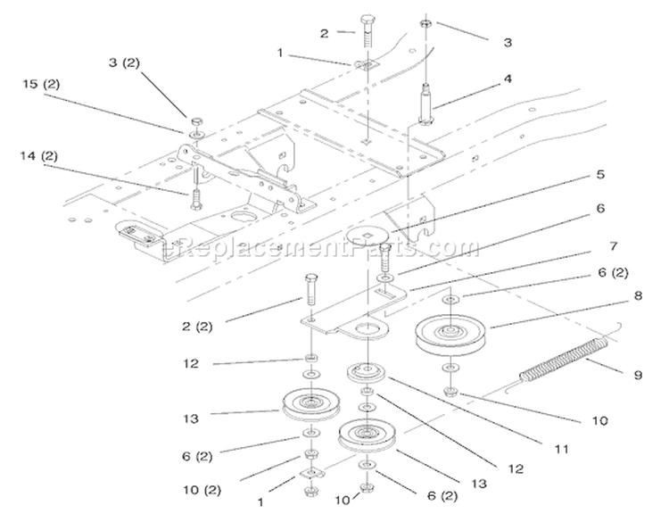 Hydro Drive Components Diagram and Parts List for 72110 6900001-6999999 - 1996 Toro Lawn Tractor