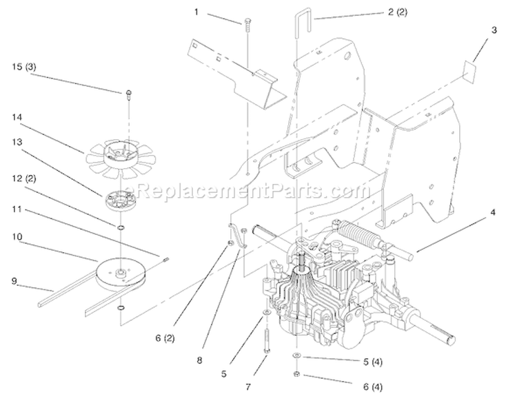 Hydro Transaxle Diagram and Parts List for 72110 6900001-6999999 - 1996 Toro Lawn Tractor