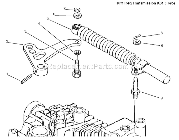 Lever Damper Diagram and Parts List for 72110 6900001-6999999 - 1996 Toro Lawn Tractor