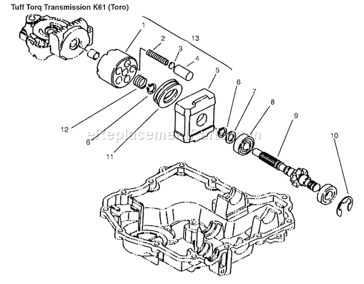 Motor Shaft Diagram and Parts List for 72110 6900001-6999999 - 1996 Toro Lawn Tractor