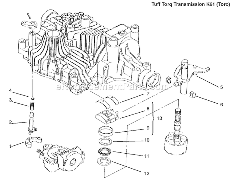 Range Shift Diagram and Parts List for 72110 6900001-6999999 - 1996 Toro Lawn Tractor