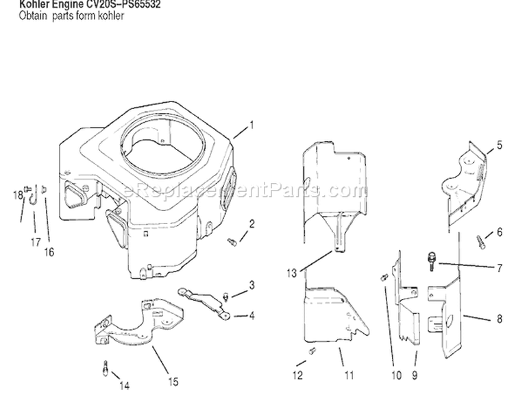 Blower Housing and Baffle Diagram and Parts List for 72110 6900001-6999999 - 1996 Toro Lawn Tractor