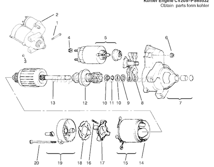 Starting System Diagram and Parts List for 72110 6900001-6999999 - 1996 Toro Lawn Tractor