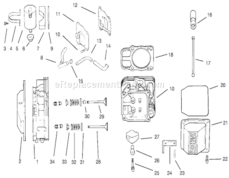 Head/ Valve/ Breather Diagram and Parts List for 72110 7900001-7999999 - 1997 Toro Lawn Tractor