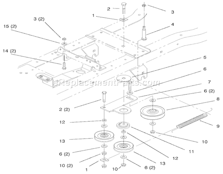 Hydro Drive Components Diagram and Parts List for 72110 7900001-7999999 - 1997 Toro Lawn Tractor