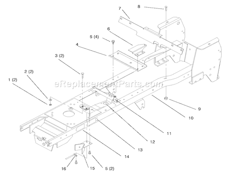 Frame Diagram and Parts List for 72110 8900001-8900599 - 1998 Toro Lawn Tractor