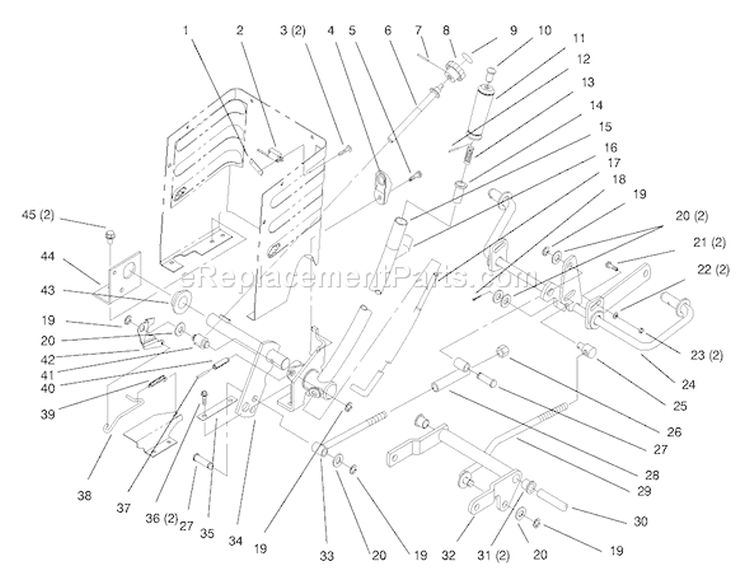 Lift Lever Arm and Height-Of-Cut Diagram and Parts List for 72110 8900001-8900599 - 1998 Toro Lawn Tractor
