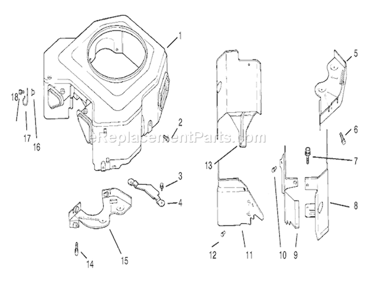 Blower Housing and Baffle Diagram and Parts List for 72110 8900001-8900599 - 1998 Toro Lawn Tractor