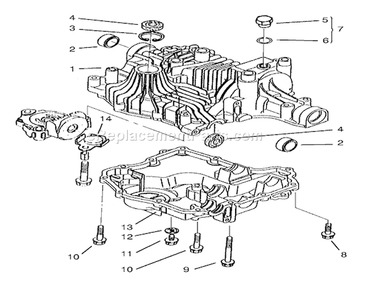 Transaxle Case Diagram and Parts List for 72110 8900001-8900599 - 1998 Toro Lawn Tractor