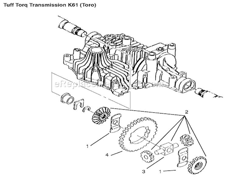Differential Gear Diagram and Parts List for 72115 9900001-9999999 - 1999 Toro Lawn Tractor