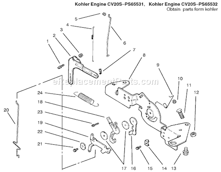 Engine Controls Diagram and Parts List for 72115 9900001-9999999 - 1999 Toro Lawn Tractor