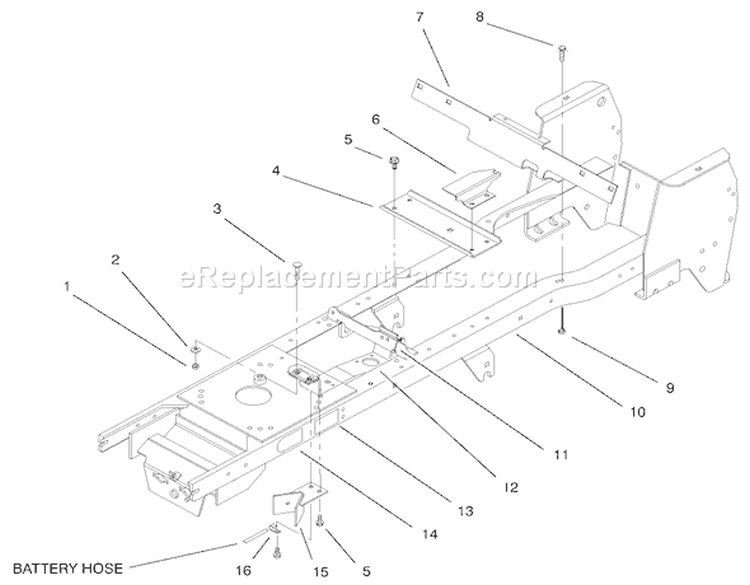 Frame Assembly Diagram and Parts List for 72115 9900001-9999999 - 1999 Toro Lawn Tractor