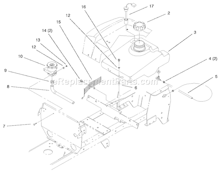 Fuel Tank and Hydro Reservoir Diagram and Parts List for 72115 9900001-9999999 - 1999 Toro Lawn Tractor