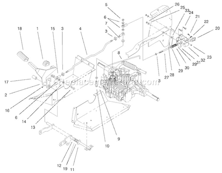 Hydro Controls Assembly Diagram and Parts List for 72115 9900001-9999999 - 1999 Toro Lawn Tractor