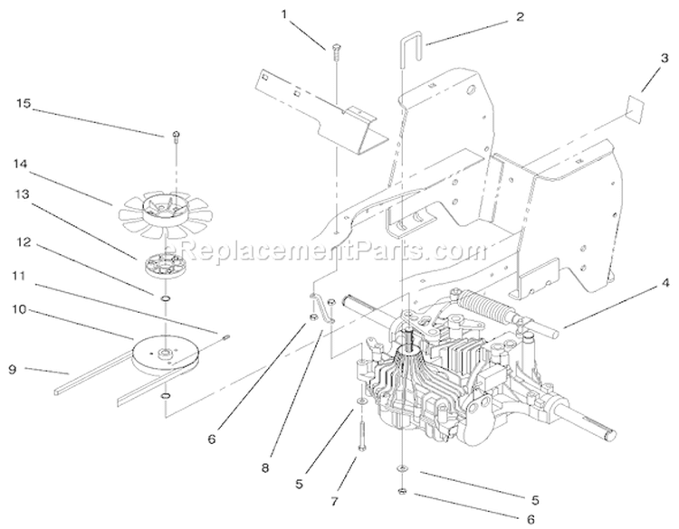 Hydro Transaxle Assembly Diagram and Parts List for 72115 9900001-9999999 - 1999 Toro Lawn Tractor