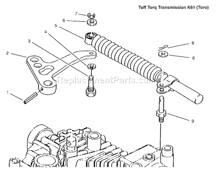 Lever Damper Diagram and Parts List for 72115 9900001-9999999 - 1999 Toro Lawn Tractor