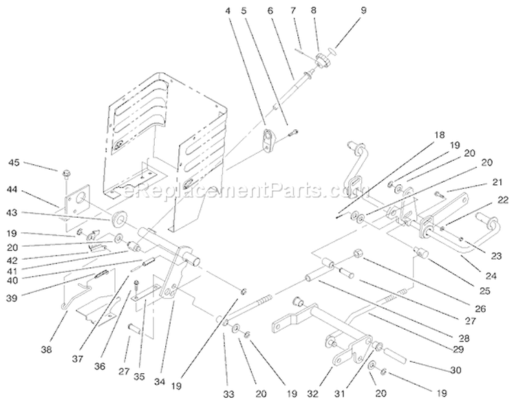 Lift Lever & H.o.c. Assembly Diagram and Parts List for 72115 9900001-9999999 - 1999 Toro Lawn Tractor