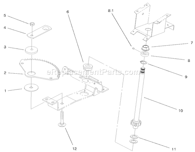 Lower Steering Assembly Diagram and Parts List for 72115 9900001-9999999 - 1999 Toro Lawn Tractor