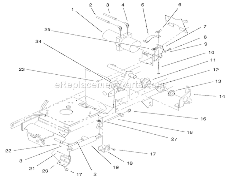 Power Lift Assembly Diagram and Parts List for 72115 9900001-9999999 - 1999 Toro Lawn Tractor