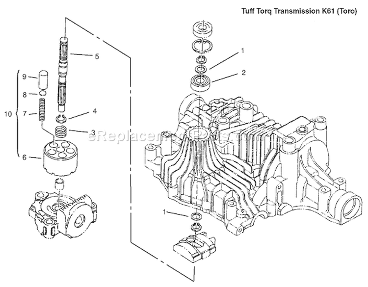 Pump Shaft Diagram and Parts List for 72115 9900001-9999999 - 1999 Toro Lawn Tractor
