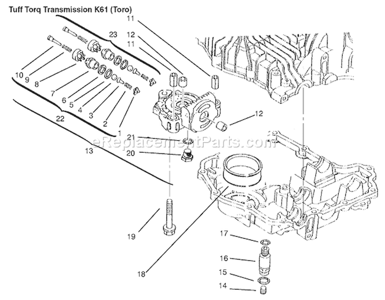 Center Case Diagram and Parts List for 72115 9900001-9999999 - 1999 Toro Lawn Tractor
