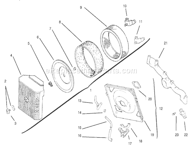Air Intake / Filtration Diagram and Parts List for 72108 200000001-200999999 - 2000 Toro Lawn Tractor