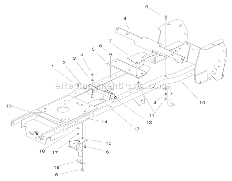 Frame Assembly Diagram and Parts List for 72108 200000001-200999999 - 2000 Toro Lawn Tractor