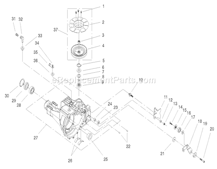Housing & Fan Assembly Diagram and Parts List for 72108 200000001-200999999 - 2000 Toro Lawn Tractor
