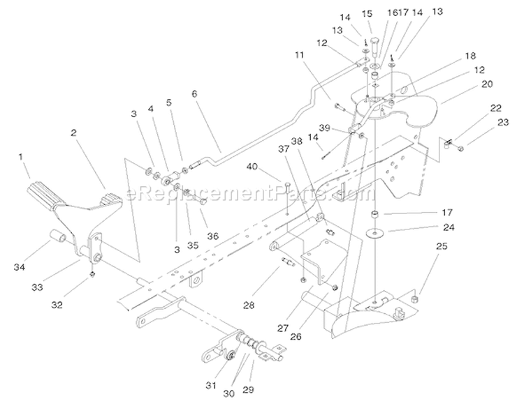 Hydro Controls Assembly Diagram and Parts List for 72108 200000001-200999999 - 2000 Toro Lawn Tractor