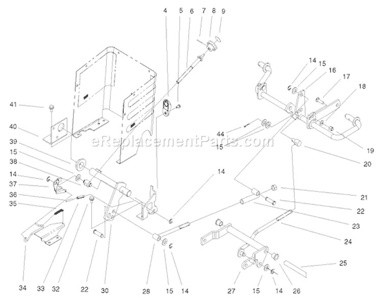 Lift Lever & Hoc Assembly Diagram and Parts List for 72108 200000001-200999999 - 2000 Toro Lawn Tractor