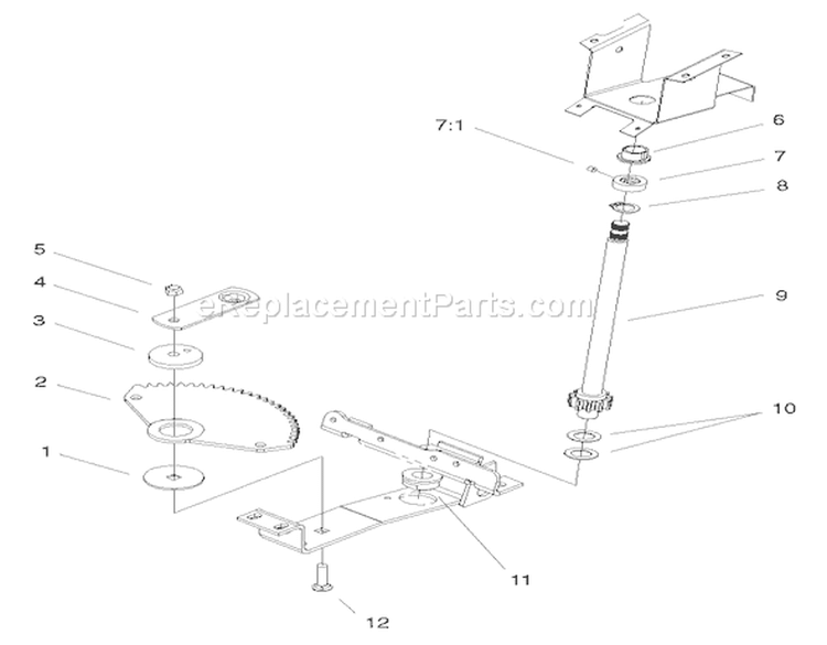 Lower Steering Assembly Diagram and Parts List for 72108 200000001-200999999 - 2000 Toro Lawn Tractor