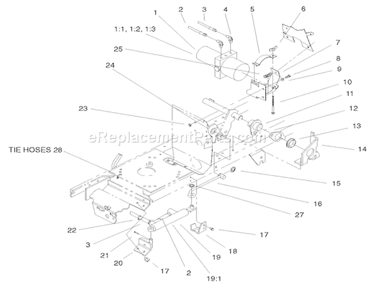 Power Lift Assembly Diagram and Parts List for 72108 200000001-200999999 - 2000 Toro Lawn Tractor