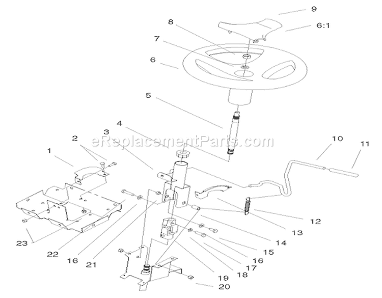 Steering Wheel & Tilt Assembly Diagram and Parts List for 72108 200000001-200999999 - 2000 Toro Lawn Tractor