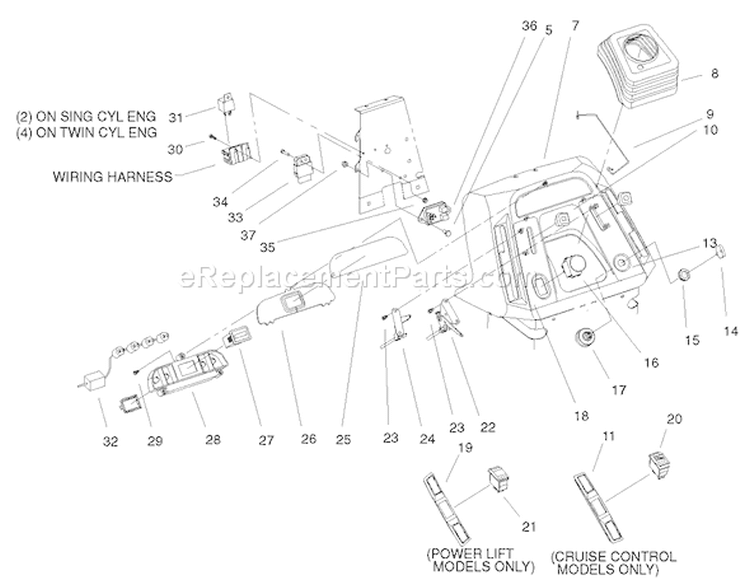 Dash Assembly Diagram and Parts List for 72108 200000001-200999999 - 2000 Toro Lawn Tractor