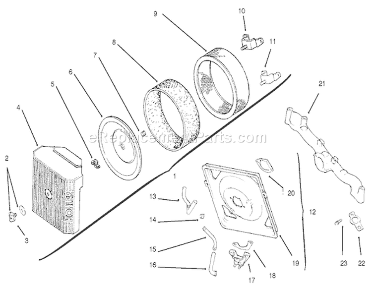 Air Intake / Filtration Diagram and Parts List for 72108 220000001-220999999 - 2002 Toro Lawn Tractor