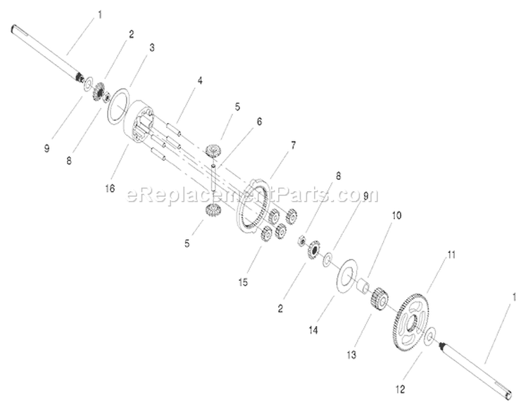Differential Gear Assembly Diagram and Parts List for 72108 220000001-220999999 - 2002 Toro Lawn Tractor