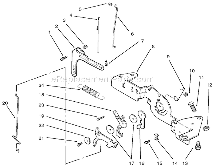 Engine Controls Diagram and Parts List for 72108 220000001-220999999 - 2002 Toro Lawn Tractor