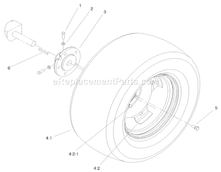 Rear Wheel Assembly Diagram and Parts List for 72108 220000001-220999999 - 2002 Toro Lawn Tractor